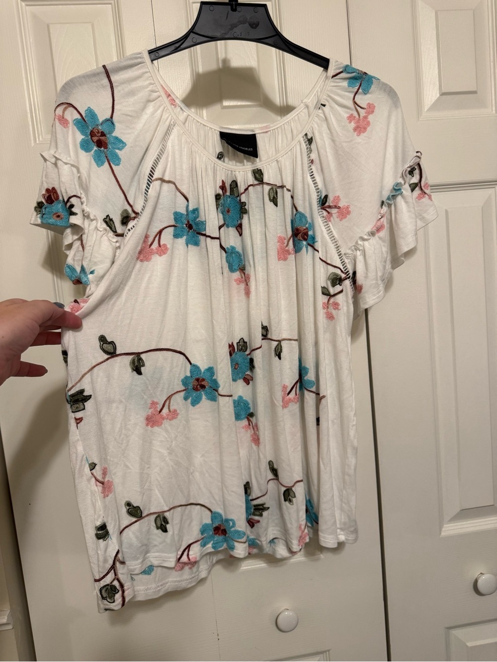 Embroidered Floral White Shirt